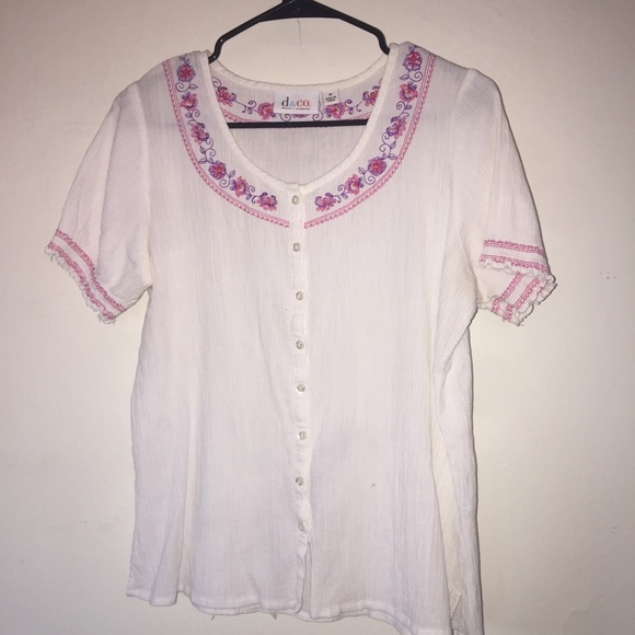 Denim & Co Women’s White Embroidered Medium - Picture 1 of 6